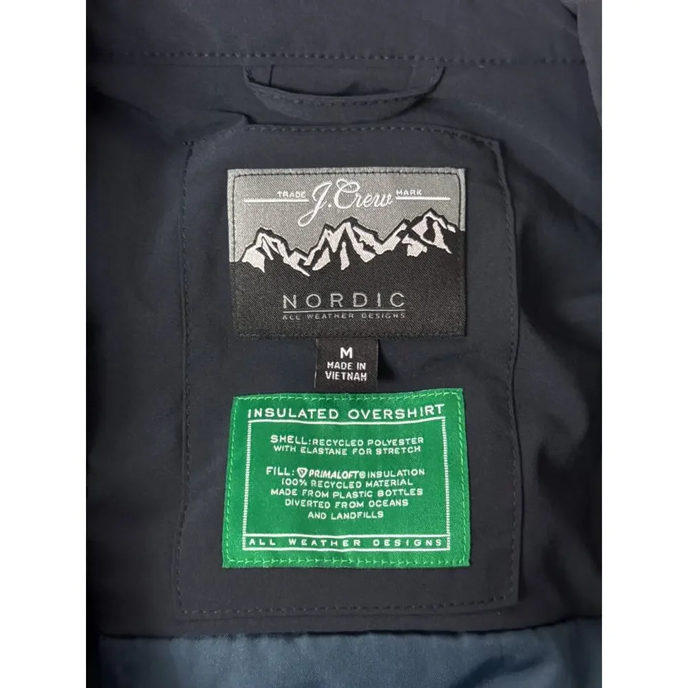 J Crew Shirt Jacket Medium Mens Primaloft Insulated Overshirt Nordic Blue
